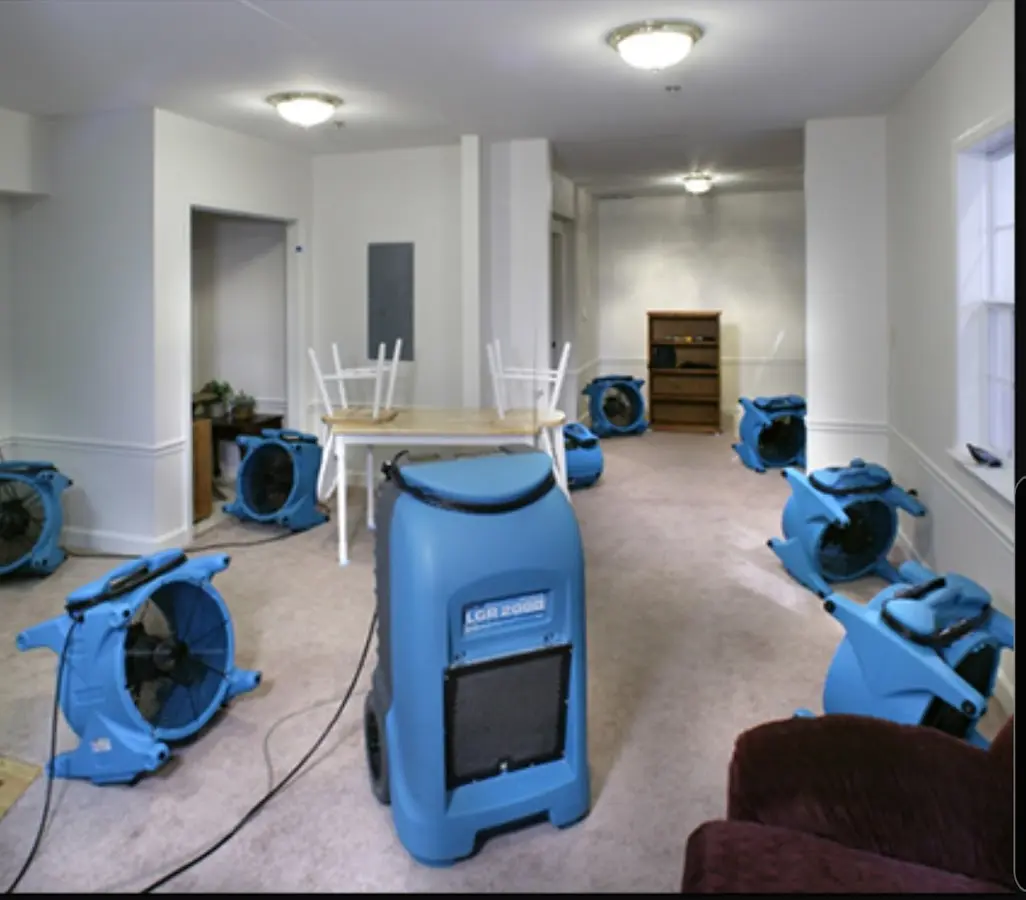 Air movers and dehumidifier setup for Water Damage Restoration in Bronxville
