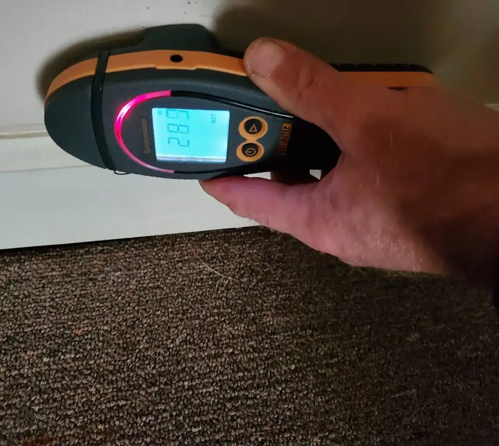 Moisture detection at baseboard during Storm Damage Restoration in Bronxville